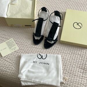 St. John patent leather heels black with box & dust bag